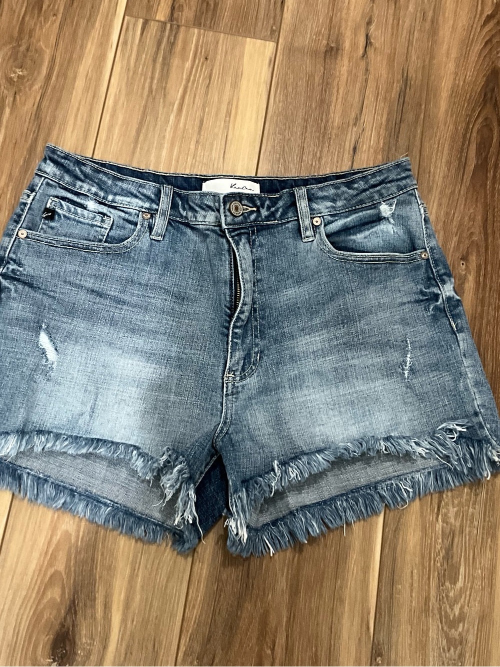 KanCan Light Blue Distressed Frayed Hem Jean Shorts